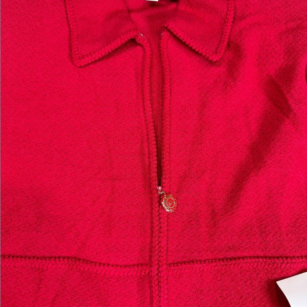 St. John Red Zip-Front Knit Jacket - Picture 6 of 11